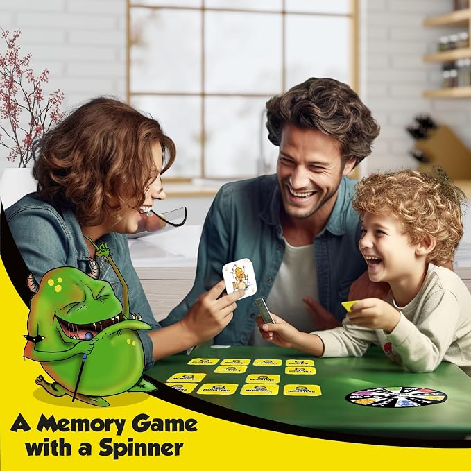 Hiding Monsters Award Winning Memory Games for Kids Ages 4-8. Spinner Wheel | Award-winning memory game with a spinner wheel. Easy to learn, high replay, fun for kids and families. Matching game