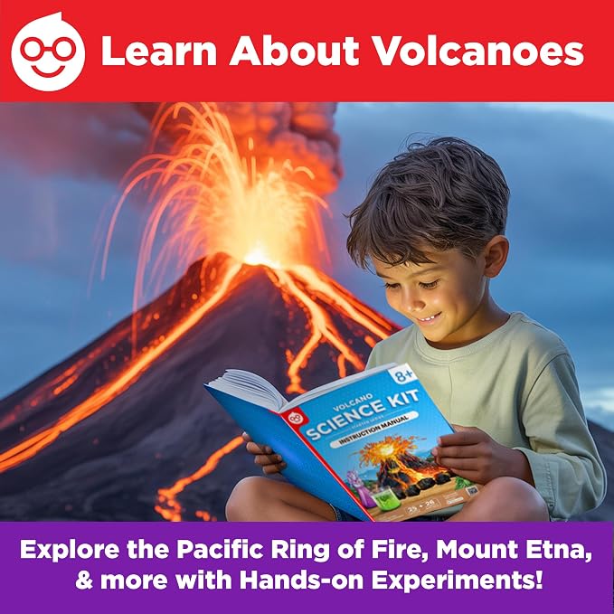 Doctor Jupiter Erupting Volcano Science Kit for Kids Ages 8+, STEM Toy | Erupting Volcano Science Kit, 50+ Experiments, Birthday Gift for Boys Ages 8,9,10,11,12, STEM Learning & Educational Toy
