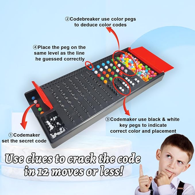 KIDAMI Code Breaker, Classic Codebreaking Travel Board Game, Black | 2 Player Battle, Brain Puzzle Set, Lightweight Carrying, Portable Storage Box, Kids Toddlers Adults Gift for Family Learning