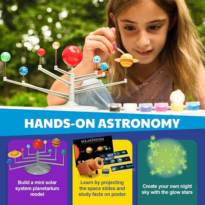 4M - STEAM Space Exploration - Build & Paint Solar System Planetarium Model, Assemble Space Toys Projector with Slides, Includes Glow Stars & Poster - Educational Science Planet Toys Kit, Kids Ages 5+ | Space Exploration STEAM Activity Kit for Kids