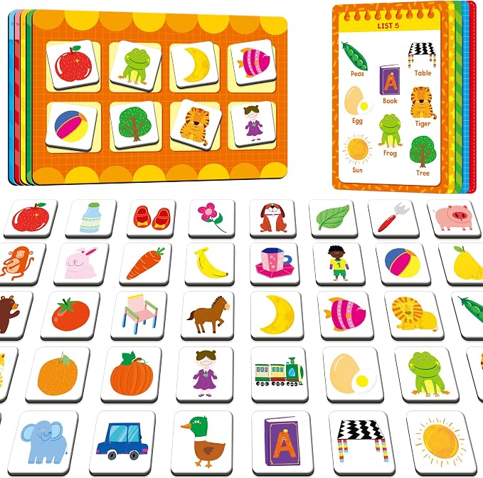 SpriteGru Magnetic First Word Matching Game, Funny Words Learning Game, Race to Collect Your Lists Educational Toy for Boys & Girls at Home