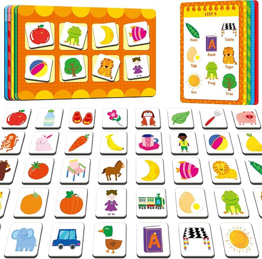 SpriteGru Magnetic First Word Matching Game, Funny Words Learning Game, Race to Collect Your Lists Educational Toy for Boys & Girls at Home