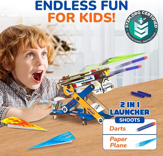 Smartivity 2in1 Hydraulic Aeroplane & Dart Launcher for Kids 6-14 | 50+ Amazing Science Experiments | Educational STEM Toy | Birthday Gift for Boys & Girls Ages 4,5,6,7,8 Years