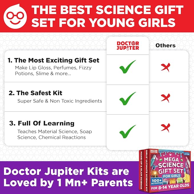 Doctor Jupiter Mega Science Gift Set for Kids Ages 8+ | Science Kits for Kids Ages 8-12, Birthday Gift Ideas for Girls 8, 9, 10, 11, 12 Year Olds, STEM Educational Toys