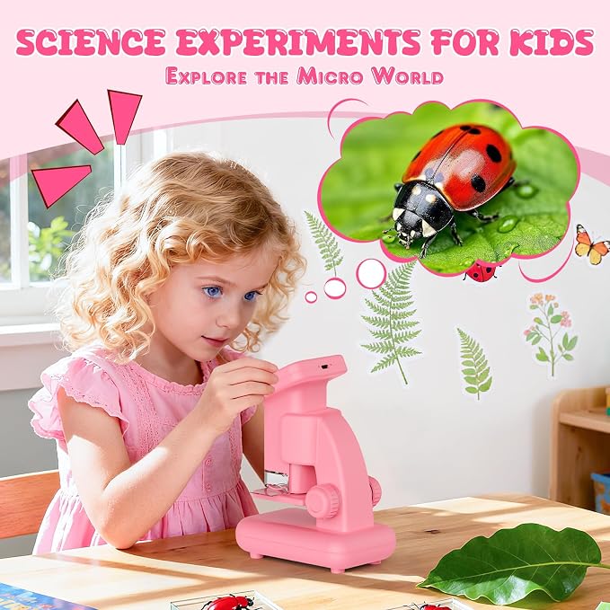 1200X Microscope for Kids, 2 in 1 Handheld & Desktop Digital Microscope with 9 Slides Science Kit, Portable Microscope HD Screen Video Record, STEM Educational Toys Gifts for Ages 6-12 Boys Girls