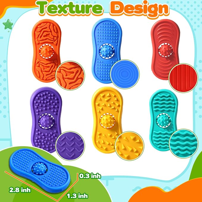 Classroom Must Have Sensory Fidget Toys For Kids 6 Pack Silicone Worry Stones for Autism & ADHD Calming Down Quiet Figette Stress Toys for Anxiety Relief Office Desk Toy Set Easter Basket Stuffer Gift