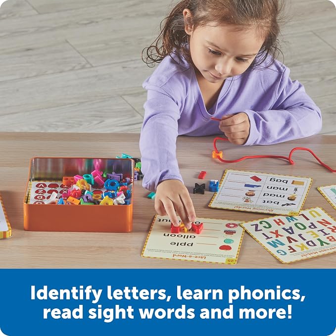 Learning Resources Skill Builders Letter Learning Kit | Alphabet Montessori Toys, Homeschool Supplies, Preschool Classroom Must Haves, Toddler Activities, Lacing Cards