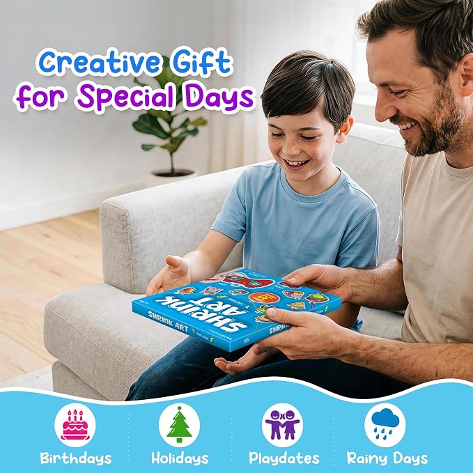Piano Potato DIY Shrink Art Craft Kit for Kids Ages 6-12 - 30 Pre-Cut Charms & Keychains Making Kit, Mess-Free Creative Activity, Birthday Gift for Boys and Girls 6 7 8 9 10 Years Old