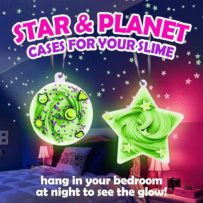 Original Stationery Galaxy Slime Kit for Kids Ages 8–12, DIY Space Slime Set with Glow-in-The-Dark Stickers & Galactic Glitter, Fun Cosmic Craft for Creative Play, Birthday Gift for Boys & Girls