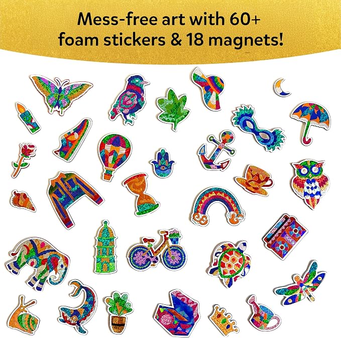 Skillmatics Foil Fun Pretty Patterns, Foil Art, Gift for Tweens & Adults | Travel Toys, Craft Kit, 18 DIY Magnets, 60+ Foam Stickers, Fine Motor Skills, DIY Mess-Free Activity, Screen-Free
