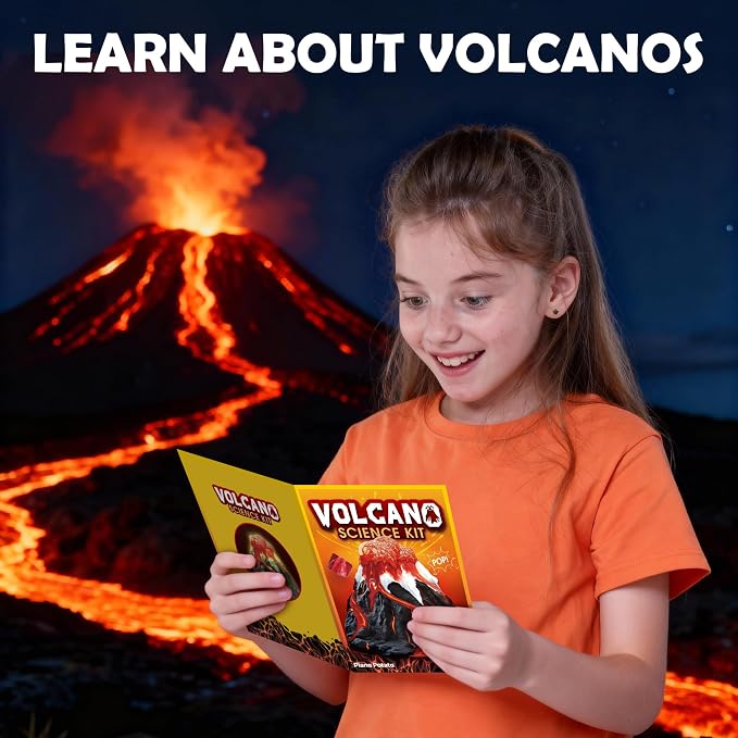 Volcano Science Kit, Kids Erupting STEM Experiment Set | Make a volcano erupt! Science experiment kit with non-toxic materials. Fun STEM project for kids, great educational gift.