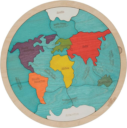 7 Continents & 5 Oceans of the Earth Wooden Jigsaw Puzzle for Kids | 21 Puzzle Pieces | Learning & Educational Toy Gift for Boys & Girls Ages 4 Years and Above