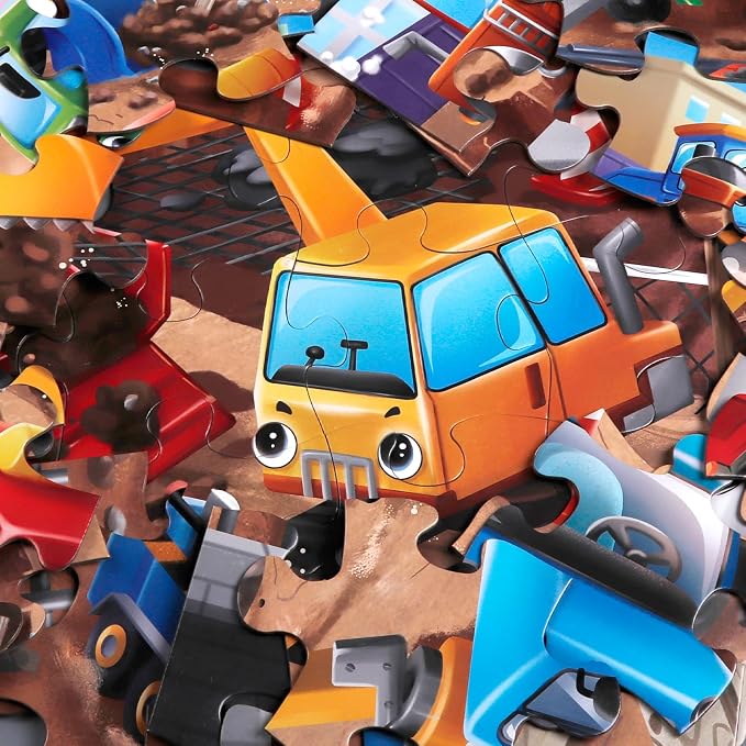 Jumbo Floor Puzzle for Kids,48 Piece Construction Site Jigsaw Puzzle | Construction Vehicle Puzzle,Extra-thick Cardboard,Preschool Learning Toy,35x24 in Completed,Gift for Boys and Girls Ages 3-8