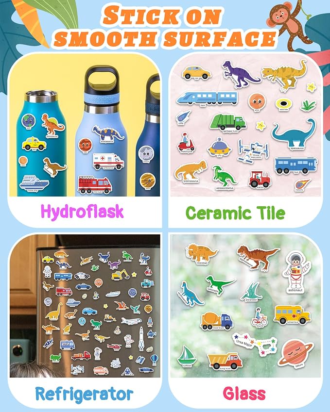 Benresive Reusable Sticker Book for Toddlers, Stickers for Kids, Travel Toy | Toddler Toys, Boys Girls Birthday Gifts, Airplane & Road Trip Essentials Kids, No Mess Waterproof Toddler Crafts Activities