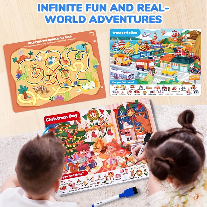 JoyCat Seek & Find Game Books - Preschool Learning Activity for 3-8 | Toddlers & Kids, Travel Activities Toys for Road Trip Car Airplane, Busy Book, Birthday Gifts for Girls and Boys Ages 4-8