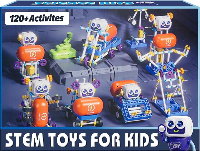 SMILESSKIDDO 120-in-1 Science Robot Kit STEM Learning & Education Toy | 120+ Experiments, Build a Robot, Step-by-Step Guide, Educational Gift for Boys & Girls, STEM Learning, Ages 5+