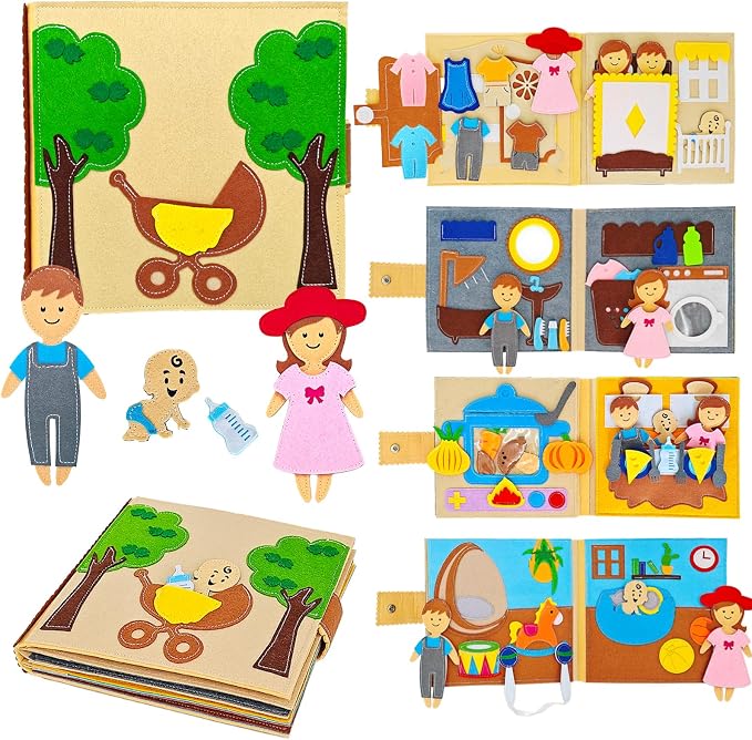 Montessori Busy Book for Toddlers 3-5 Baby Family Quiet Book Activity Learning Travel Toys for Toddlers Ages 3-5-7 Girls Gift