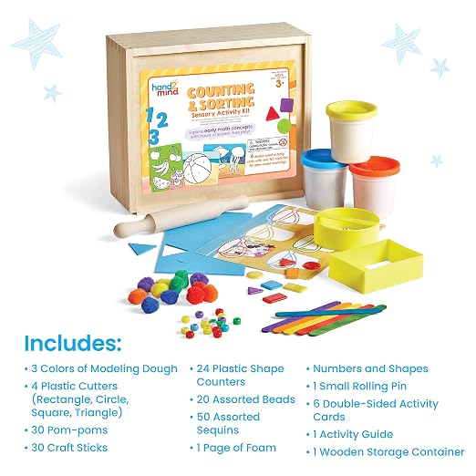 hand2mind Counting and Sorting Sensory Activity Kit, Sensory Box, Ages 3+ | Loose Parts Play Materials for Kids, Sensory Bin, Fine Motor Toys, Play Therapy Toys, Arts and Crafts Kits