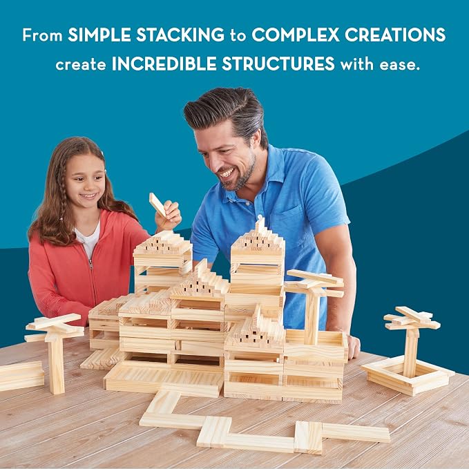 MindWare KEVA Structures 600 Planks - Free-Form 3D Building kit for Kids - Create Your own Architecture Designs with Simple Wood Blocks
