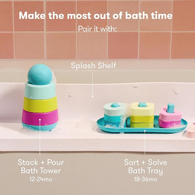 Frida Baby Sort + Solve Bath Puzzle Bath Toy, Matching + Sorting Bath Toys for Toddlers, Play with Purpose, Develop Fine Motor Skills, Sequencing, Problem Solving, Count, Learn Shapes & Colors