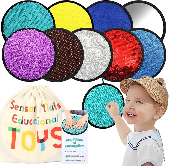 Sensory Toys 9 Set Sensory Mats, Mixed Colors for Kids with Autism | Designed for children with autism and young learners, 8.3-inch size for classroom supplies and educational gifts