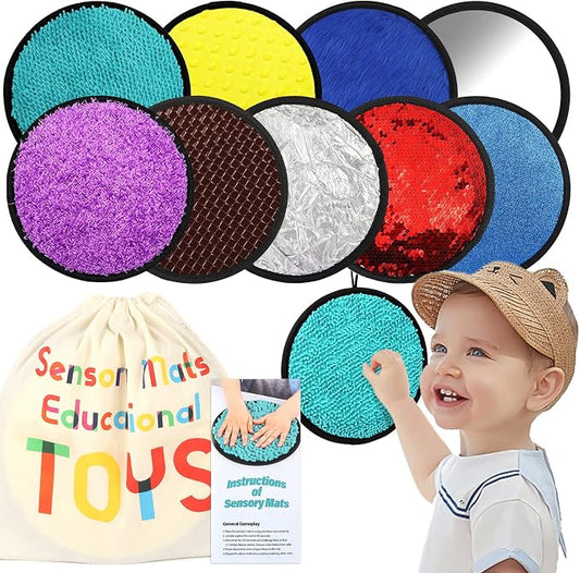 Sensory Toys 9 Set Sensory Mats, Mixed Colors for Kids with Autism | Designed for children with autism and young learners, 8.3-inch size for classroom supplies and educational gifts