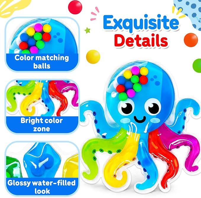 3PCS Color Sorting Sensory Squeeze Fidget Toys for Kids,Montessori Preschool Learning Fine Motor Skils Matching Travel Roadtrip Toy Birthday for Boys Girls Ages 3+