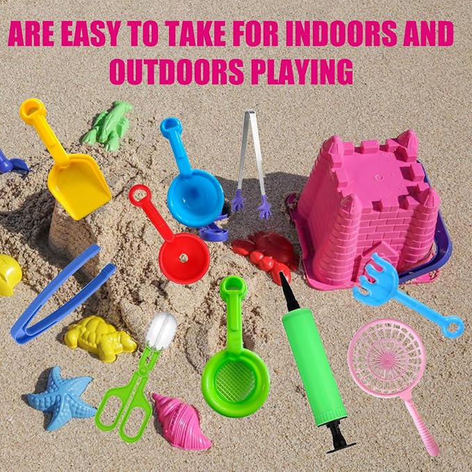 12 Pcs Sensory Bin Filler,Sensory Bin Tools, Fine Motor Skills Handy Scooper Set with 5 Scoops, Plastic Tweezers, Silicone Tongs, Beach Shovels, Air Pump, Scissors Clip