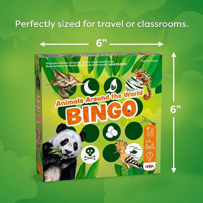 HABA Animals of The World Bingo Set – Educational Animal Bingo Game for Kids 8+, STEM Toys for Families & Learning Resources Toys for Classrooms