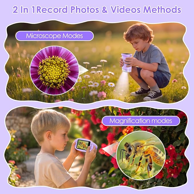 4K 1000X Handheld Digital Microscope for Kids with 2.0" IPS Screen(Purple) | 200-1000X Magnification, STEM Toys Birthday Gifts for Girls Boys Child, Science Kits for Kids Age 4-12