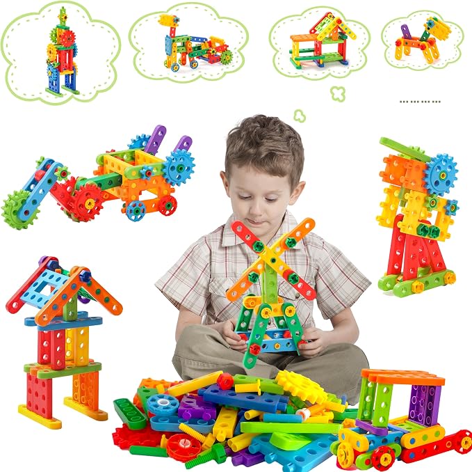 KUTOI Screw Building Blocks - 92 Pcs Kids Games - Sensory Construction Toy - STEM Toy for Preschool Learning Activities ， Perfect Educational Building Toys for Boys and Girls 3 Above