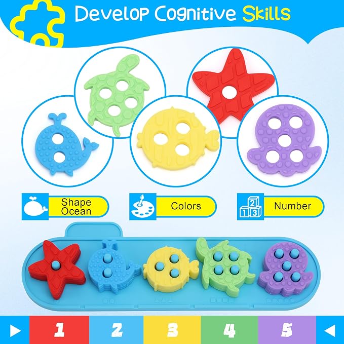 Montessori Sensory Stacking Sorting Toys for Toddlers 1-3 | Soft textured blocks offer rich tactile sensory play for babies
