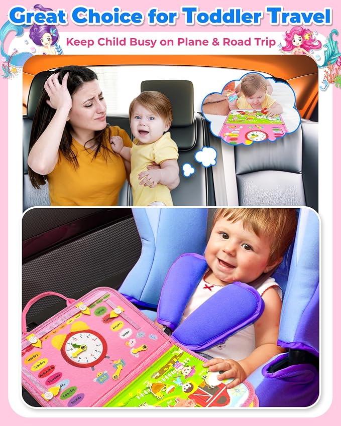 Busy Board Montessori Toys for Toddler Boy Birthday Gifts Busy Book | Sensory Toys, Airplane Car Travel Toy, Learning Educational Toys, Activity Book, Toddler Activities, Fine Motor Skills