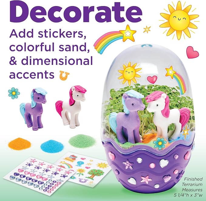 Creativity for Kids Mini Garden: Pony Terrarium Kit | Summer Crafts for Kids | Horse Gifts for Girls, Crafts for Kids and Girl Toys & Birthday Gift Ideas for Girls (Ages 6+)