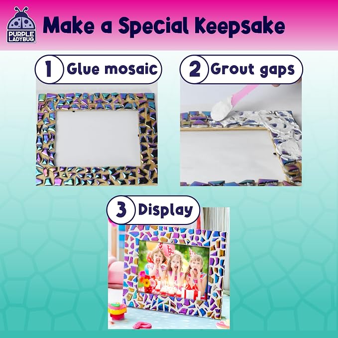 Decorate Your Own Mosaic Picture Frame Craft Kit for Girls Ages 8-12 | Mosaic Tiles, Arts & Crafts for Girls Ages 6-8, Birthday Gift, Creative Learning, Family At Home Activity