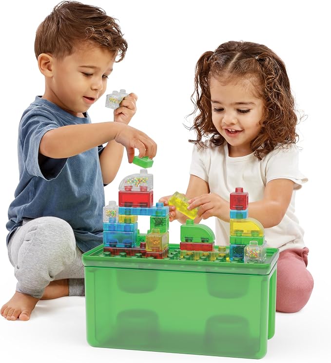 Jelly Blox Stash 'N Stack 2-in-1 Storage Case | Toddler & Preschool | Building Blocks Kids Can Squeeze, Stretch, Squish | MESH ACCREDITED | Safety Tested & Ouch-Free | Sensory Play for Ages 2+