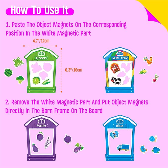 12 Pieces Magnetic Color Sorting Toys, 60 Color Magnets Educational Refrigerator Whiteboard for Baby Toddlers Kids Magnets