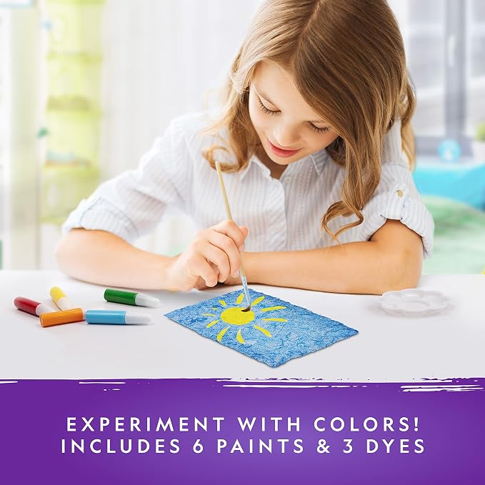 National Geographic Paper Making Arts and Crafts Activity Kit for Kids | Make and Decorate 10 Paper Sheets, Wooden Screen Mold, Paints and Craft Supplies, Scrapbooking, Creative Art Activity