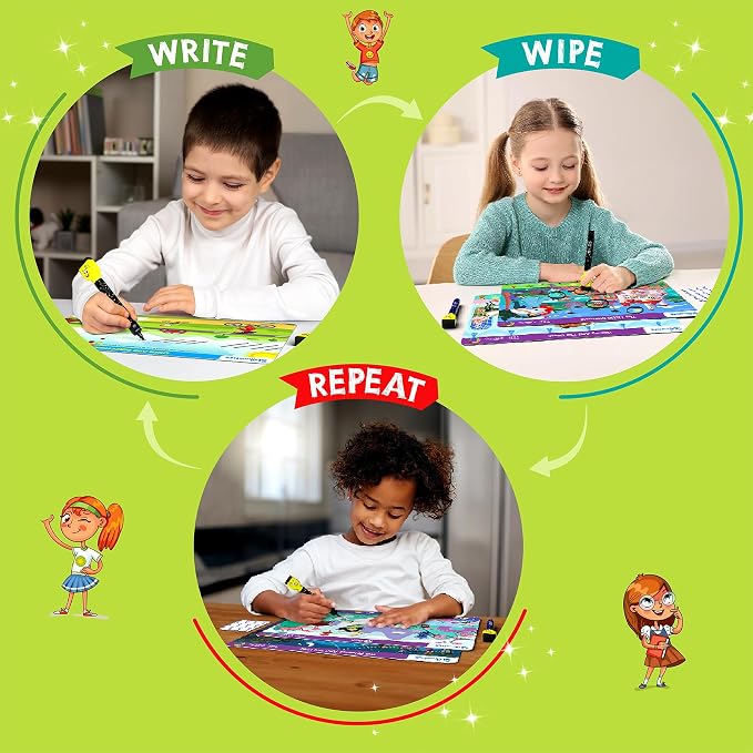 Skillmatics I Can Write – Preschool Learning Activity Book, Gift for Kids | Reusable Write and Wipe Mats, Educational Toy, Back to School, Montessori Gifts for Students, Kids, Toddlers Ages 3, 4, 5, 6