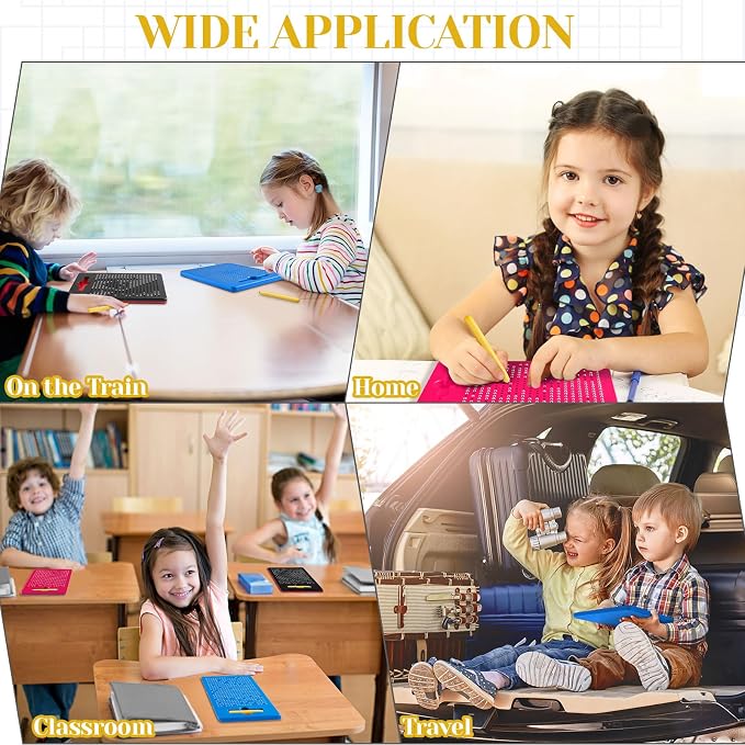Yexiya 3 Pcs Magnetic Drawing Board for Kids, Toddler Travel Drawing Kit Magnet Sketch Thread Board with Stylus Pen and Beads Toy for Child Quiet Time Activities (7 x 8.5 Inches,Multicolor 2)
