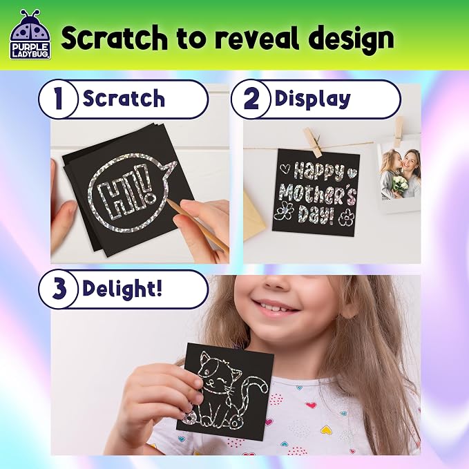 Scratch Notes - Silver Holographic Scratch Art Paper for Kids