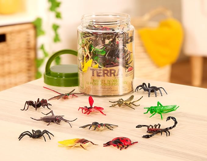 Terra by Battat Reptile Animal Tube, 60 Plastic Animal Figurines, Reptiles | Portable tube with 60 reptile and amphibian animal figures, including frogs, snakes, lizards and alligators, Tubes, 3+ Years