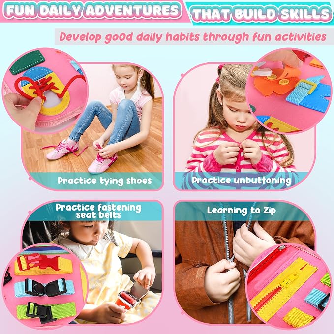 URMYWO Toddler Busy Board - Busy Book Montessori Toys Ages 3 and up | Preschool Learning Activities with Alphabet Number Animal, Educational Travel Toys Birthday Gifts for Kids