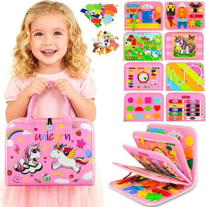 Busy Board Montessori Toys for Children,Felt Sensory Activity Board Sorting Toy for Kids