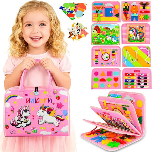 Busy Board Montessori Toys for Children,Felt Sensory Activity Board Sorting Toy for Kids