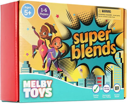 Melby Toys Super Blends Phonics Reading Game for Kids Ages 6-8 | 22 Consonant Blends, Digraphs & CVC Words | Kindergarten, 1st & 2nd Grade Reading Board Game | Learn to Read & Spelling Game