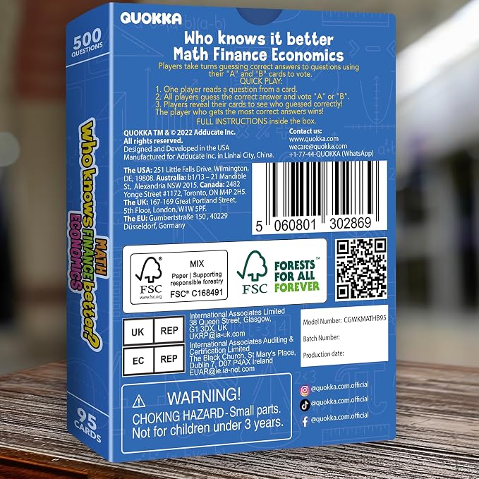 Card Games for Kids 8-12 - STEM Board Family Games for Kids and Adults | Trivia Cards for Family Game Night - Who Knows Math Finance Economics Better - Fun Card Game for Families and Teens