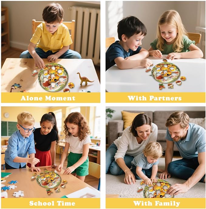 Animal Wooden Puzzles for Kids - Family Duck | 50 Piece Puzzles for Kids Ages 6-8, Kids Puzzles with Unique Animal Shapes, Round Gift for Girls and Boys (11.4 * 11.4 in)
