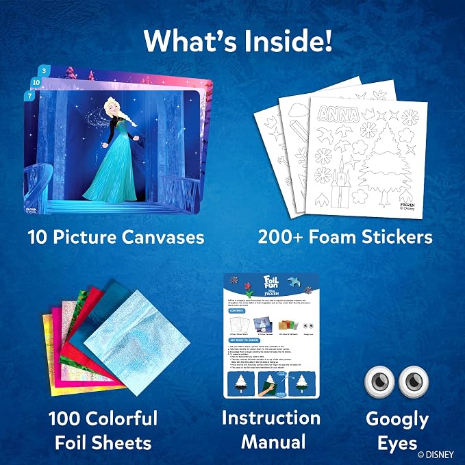 Skillmatics Foil Fun Disney Frozen, Foil Art & Craft Kit, Gift for Kids | Travel Toy, Mess-Free, 200+ Stickers, DIY Decor, For Fans of Elsa, Anna & Olaf, Girls & Boys Ages 4, 5, 6, 7, 8, 9