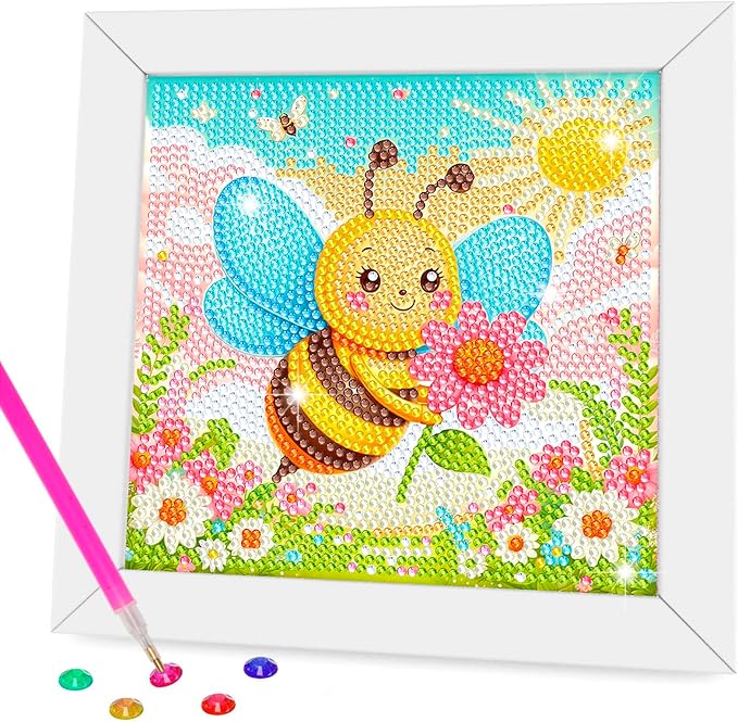 Diamond Art Kits with Wooden Frame - Arts and Crafts - Dimond Art Painting by Numbers - GEM Art for Beginners Adult Home Wall Decor